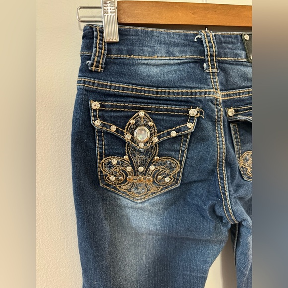 Pre-Owned Size 12 Rodeo Girl Dark Blue Rhinestone Embellished Jeans - Picture 8 of 12